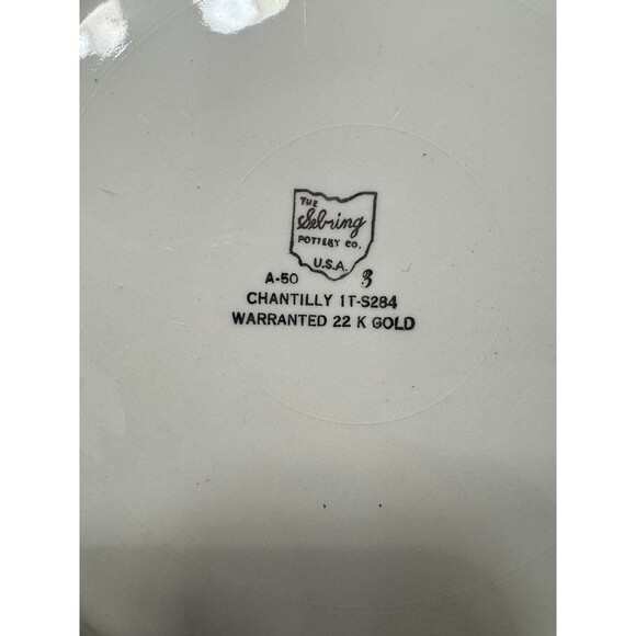 vintage Harker Pottery plate in the "Godey Prints" or "Courting Couple" pattern. - Picture 5 of 7